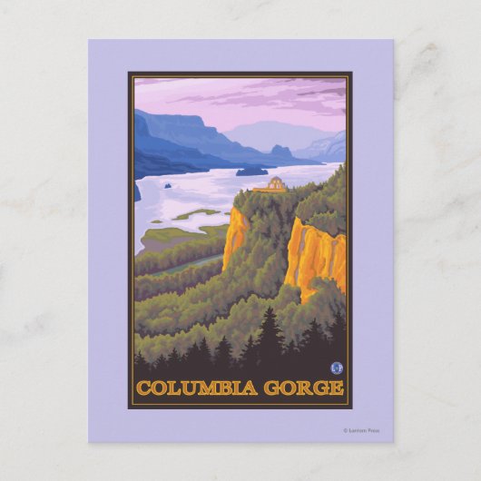 Columbia River Gorge Scene met Crown Point Briefkaart (Voorkant)