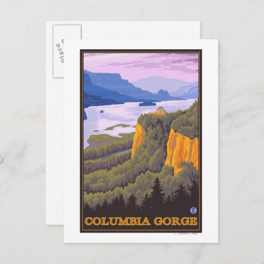 Columbia River Gorge Scene met Crown Point Briefkaart (Voorkant / Achterkant)