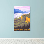Columbia River Gorge Scene met Crown Point Canvas Afdruk (Insitu (Houten vloer))