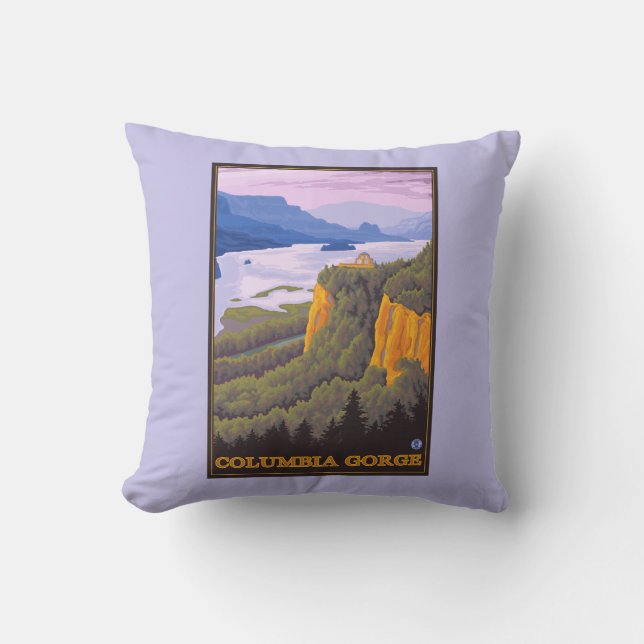 Columbia River Gorge Scene met Crown Point Kussen (Voorkant)