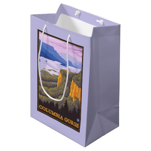 Columbia River Gorge Scene met Crown Point Medium Cadeauzakje (Voorkant Gekanteld)