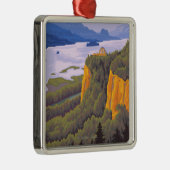 Columbia River Gorge Scene met Crown Point Metalen Ornament (Rechts)