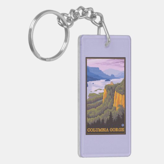 Columbia River Gorge Scene met Crown Point Sleutelhanger (Voorkant Links)