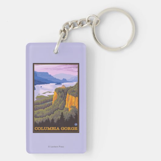Columbia River Gorge Scene met Crown Point Sleutelhanger (achterkant)