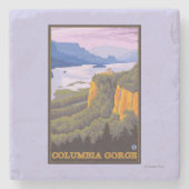 Columbia River Gorge Scene met Crown Point Stenen Onderzetter (Voorkant)