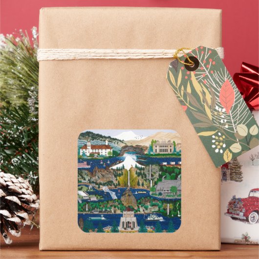 Columbia River Gorge Vierkante Sticker (Feestdagen)