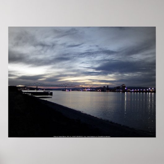 columbia River, lewis en clark bridge, zonsonderga Poster (Voorkant)