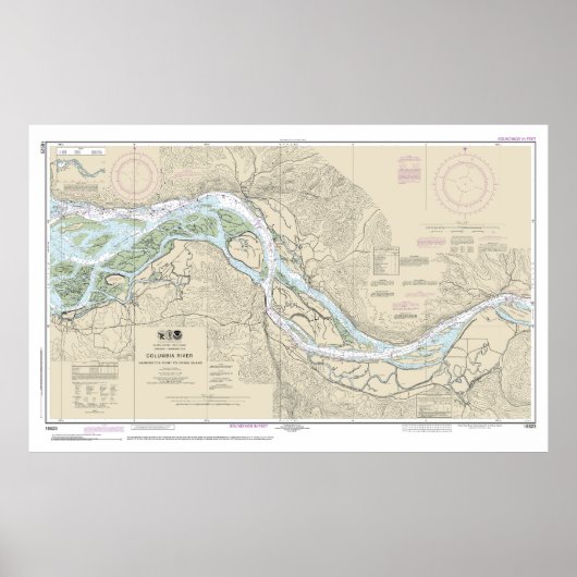 Columbia River Nautische Grafiek 18523 Poster (Voorkant)