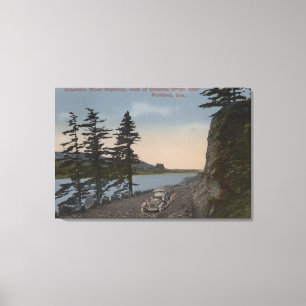 Columbia River, Oregon - Highway West of Oneonta Canvas Afdruk