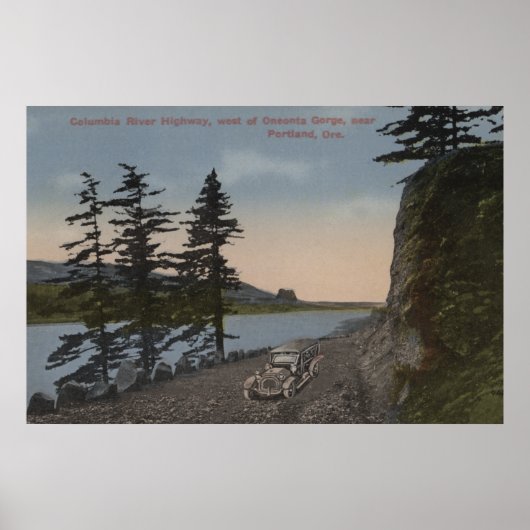 Columbia River, Oregon - Highway West of Oneonta Poster (Voorkant)