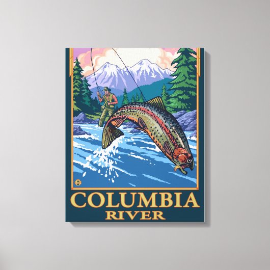Columbia River, WashingtonFly Vist Scene Canvas Afdruk (Voorkant)