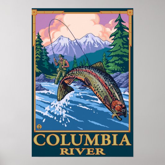 Columbia River, WashingtonFly Vist Scene Poster (Voorkant)