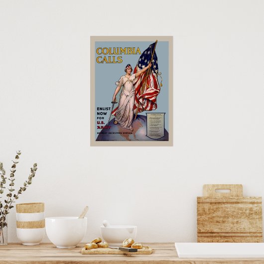 Columbia roept WW1 legerinschrijving op Poster (Keuken)