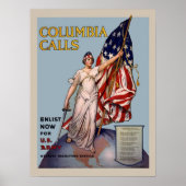 Columbia roept  WW1 legerinschrijving op Poster (Voorkant)