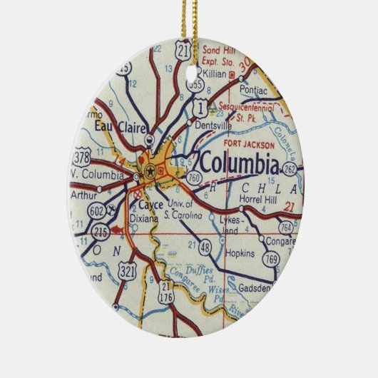 Columbia SC Map Keramisch Ornament (Rechts)