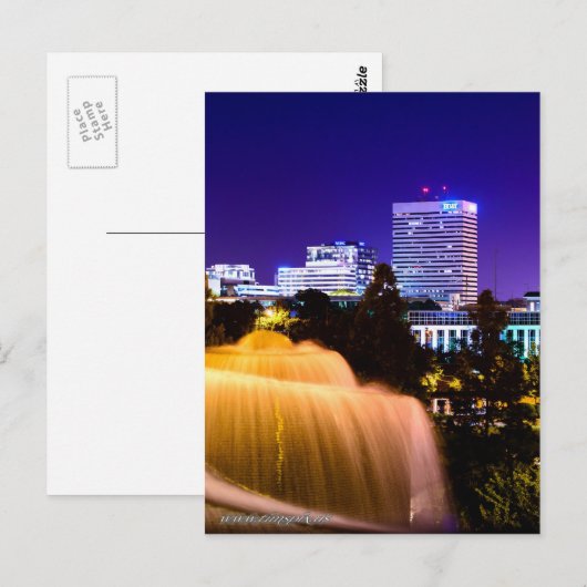 Columbia SC, skyline van de stad 's nachts. Briefkaart (Voorkant / Achterkant)