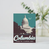 Columbia SC State House Dome Vintage Art Briefkaart (Staand voorkant)