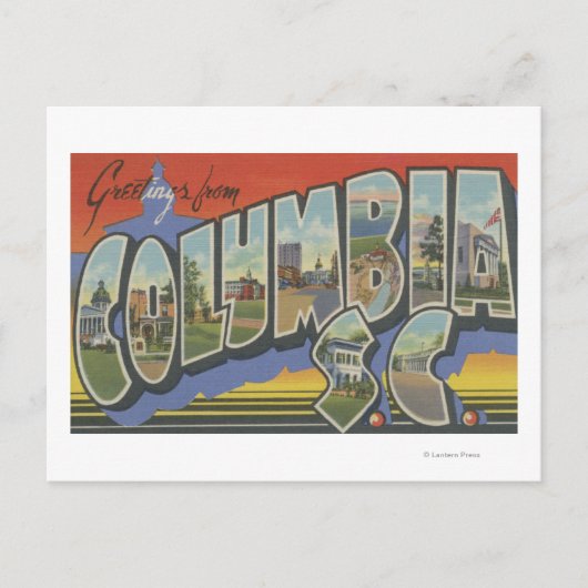 Columbia, South Carolina - Grote letterscènes Briefkaart (Voorkant)