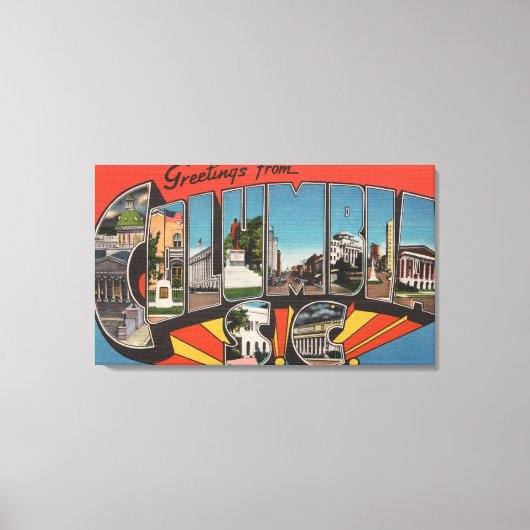 Columbia, South Carolina - Large Letter Scenes 2 Canvas Afdruk (Voorkant)