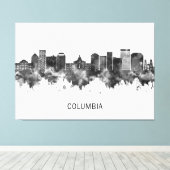 Columbia South Carolina Skyline BW Canvas Afdruk (Insitu (Houten vloer))