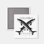 Columbia-witte steur Gevist - vierkante magneet (Voorkant / Achterkant)