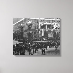 Columbiaanse parade-formatie op Lake Front Chicago Canvas Afdruk