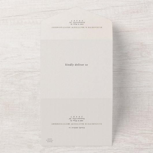 Columbine Alles in één bruiloft Art Nouveau All In One Uitnodiging (Buitenkant)