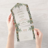 Columbine  Alles in één bruiloft Art Nouveau All In One Uitnodiging (Afscheurbaar)