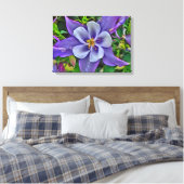 Columbine bloem canvas wrap afdruk (Insitu (Slaapkamer))