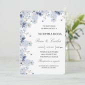 Columbine bloem lijst Spaans bruiloft uitnodiging (Staand voorkant)