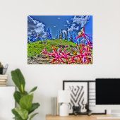 Columbine bloem schilderachtig canvas print (Thuiskantoor)