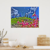Columbine bloem schilderachtig canvas print (Keuken)