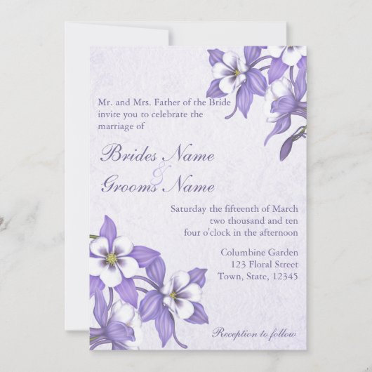 Columbine Boeket 2 bruiloft uitnodigingen (Voorkant)