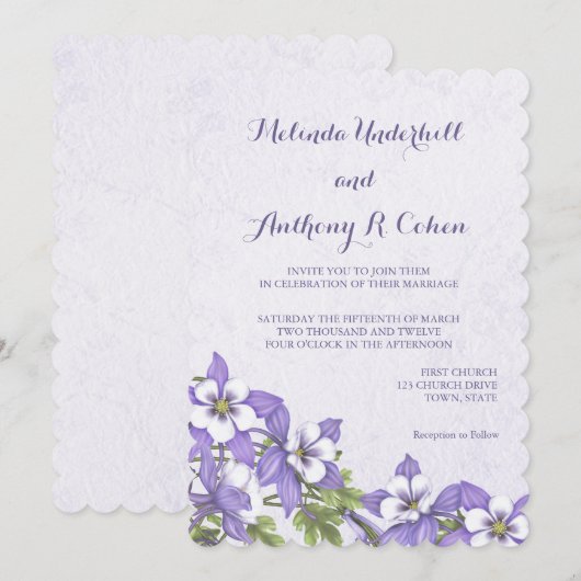 Columbine Boeket Bruiloft Uitnodigingen (Voorkant / Achterkant)