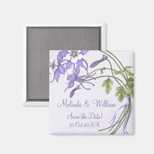 Columbine Boeket Magneet ~ Save the Date (Voorkant / Achterkant)
