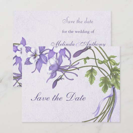 Columbine Bouquet Save the Date (Voorkant / Achterkant)