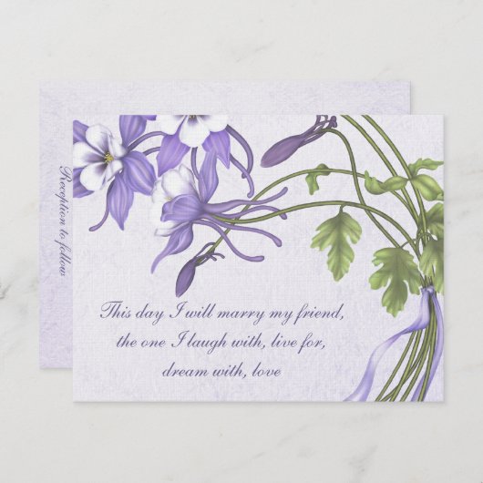 Columbine bruiloft 3 uitnodigingen - Metallic Ice (Voorkant / Achterkant)