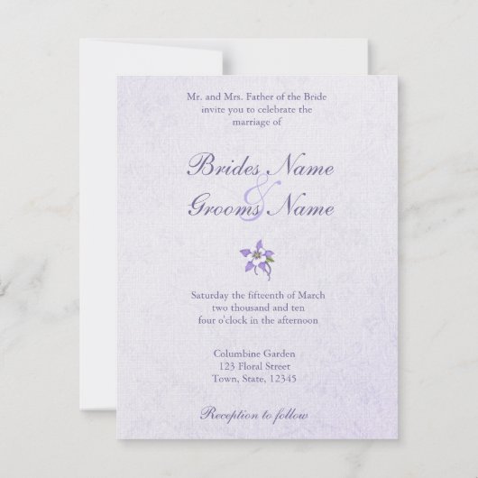 Columbine bruiloft 3 uitnodigingen - Metallic Ice (Achterkant)