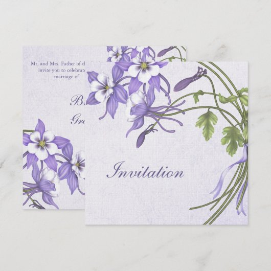 Columbine bruiloft uitnodigingen - Metallic Champa (Voorkant / Achterkant)