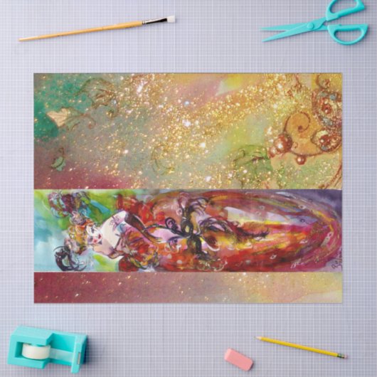 COLUMBINE / Dame met Masquerade Masker Tissuepapier (Craft)