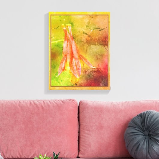 Columbine Flower distressed Abstract Canvas Afdruk (Insitu (Woonkamer))