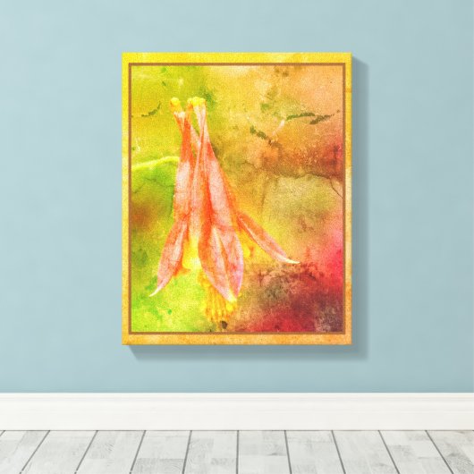 Columbine Flower distressed Abstract Canvas Afdruk (Insitu (Houten vloer))