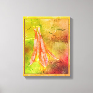 Columbine Flower distressed Abstract Canvas Afdruk