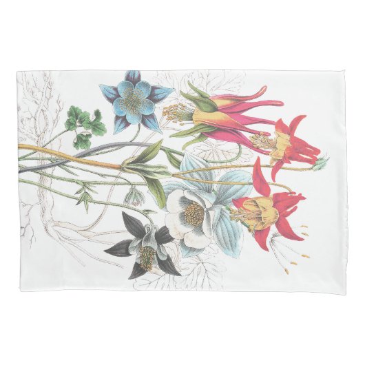  Columbine Flower Floral Bouquet Pillowcase Kussensloop (Voorkant)