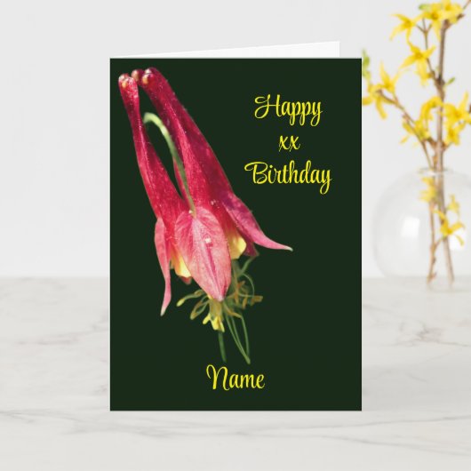 Columbine Flower Gepersonaliseerde Verjaardag Kaart (Gele Bloem)