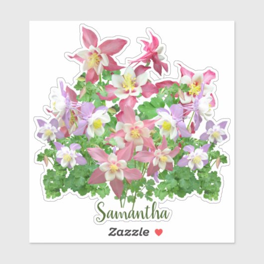 Columbine Flowers gepersonaliseerd Sticker (Vel)