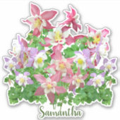 Columbine Flowers gepersonaliseerd Sticker (Voorkant)