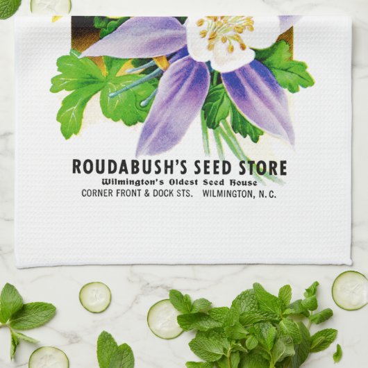 Columbine Flowers Seed Packet Label Theedoek (Gevouwen)