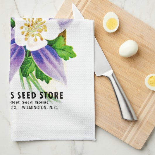 Columbine Flowers Seed Packet Label Theedoek (Quarter Fold)