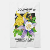 Columbine Flowers Seed Packet Label Theedoek (Verticaal)
